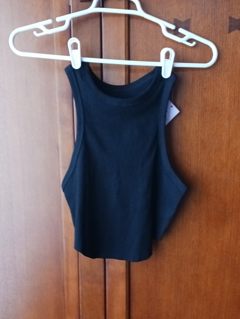 NEW! wild fable- Women's Black Ribbed High-Neck Crop Tank